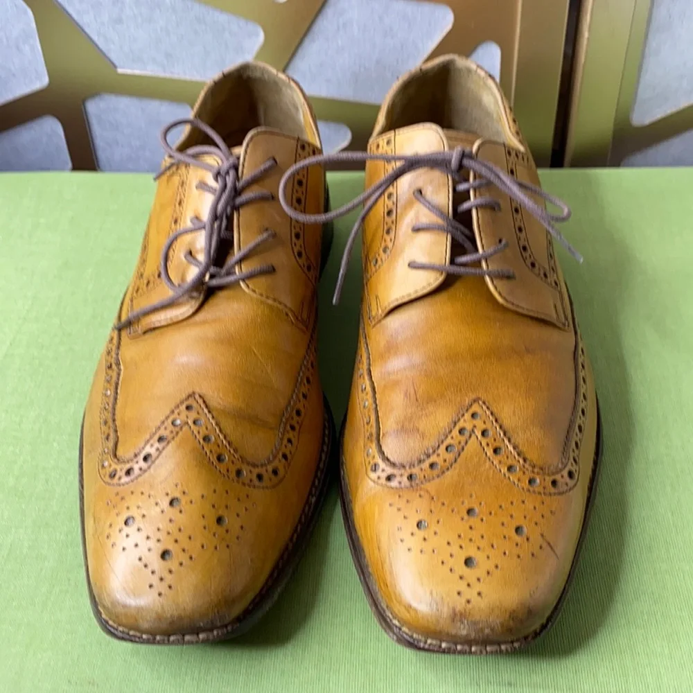 Cole Haan Men’s Leather Wingtip Oxford Dress Shoes Tan Brown Size 10.5M